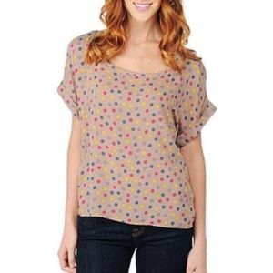 Splendid Colorful Polka Dot Short Sleeve Top size S